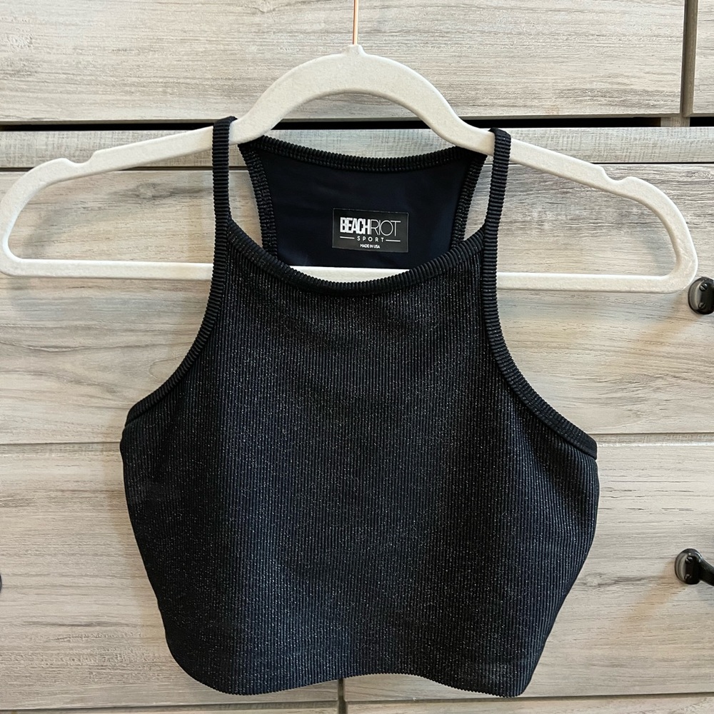 Beach Riot Black/Glitter cropped tank top! VERY lightly worn